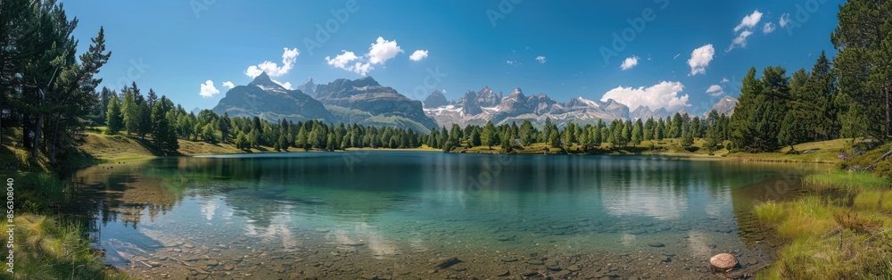 Serene Arnisee Reservoir Amidst Majestic Swiss Alps in Canton of Uri, Switzerland Serene Arnisee Reservoir Amidst Majestic Swiss Alps in Canton of Uri, Switzerland