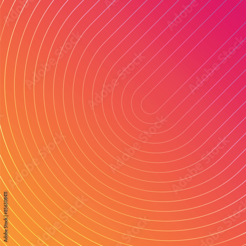 Abstract background design with curved lines on red and orange gradient background, vector editable illustration