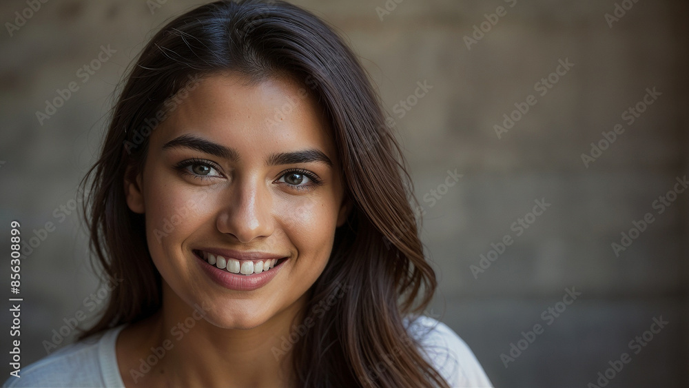 Close up front portrait beautiful woman laughing outdoors Close up front portrait beautiful woman laughing outdoors