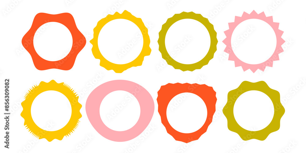 Squiggle stories frames set. Jaggered edges, retro scallop frames, psychedelic squares, photo frames, groovy shapes set Squiggle stories frames set. Jaggered edges, retro scallop frames, psychedelic squares, photo frames, groovy shapes set