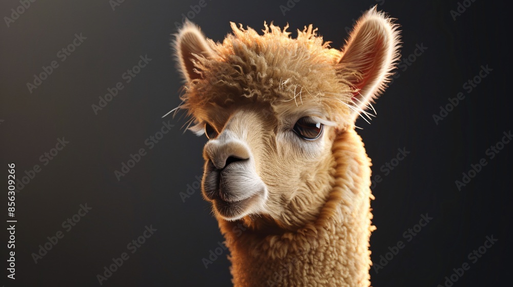 Obraz premium South American camelid with a comical expression.
