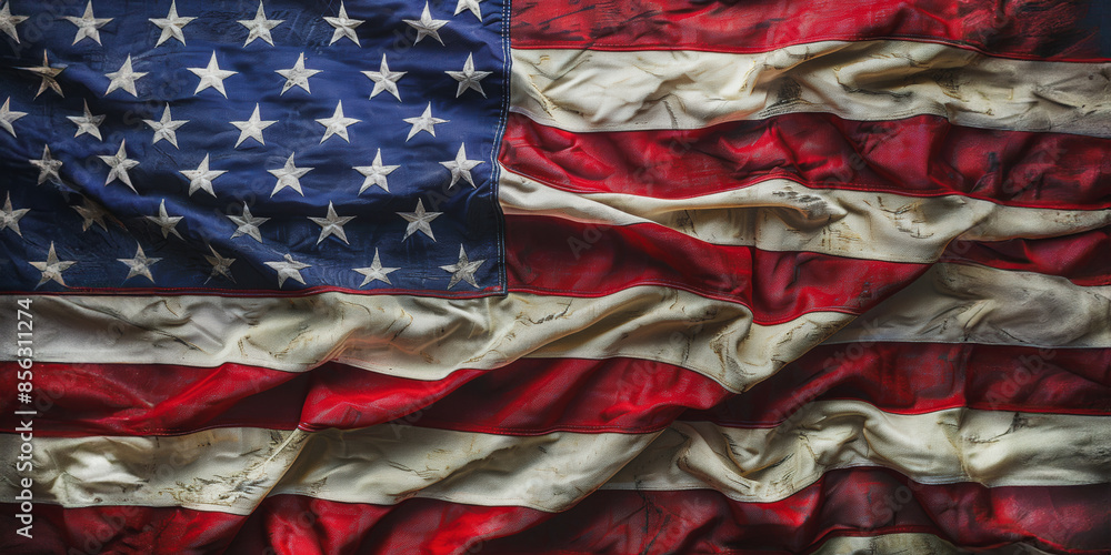 Obraz premium A weathered american flag displaying patriotism