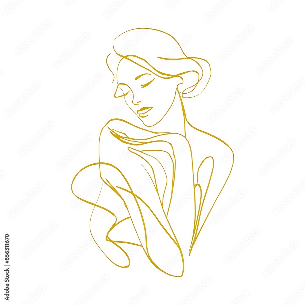 Yellow Minimalist Line Art Women Illustration Yellow Minimalist Line Art Women Illustration
