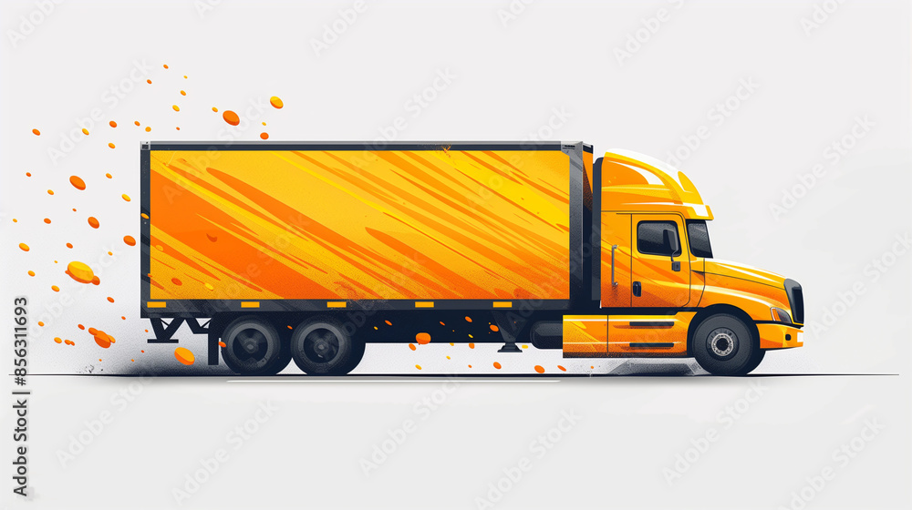 Illustration of a fast logistics truck making delivery Illustration of a fast logistics truck making delivery