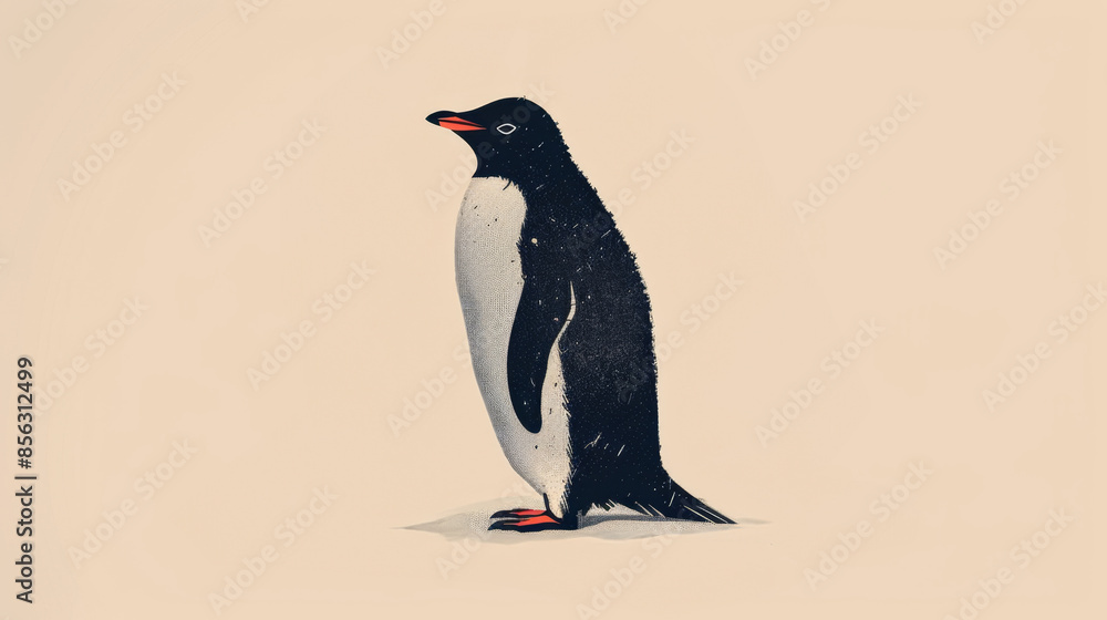 Fototapeta premium simple minimalist doodle of a proud penguin at the center, perfect for penguin lovers great for minimalist art fans penguinart
