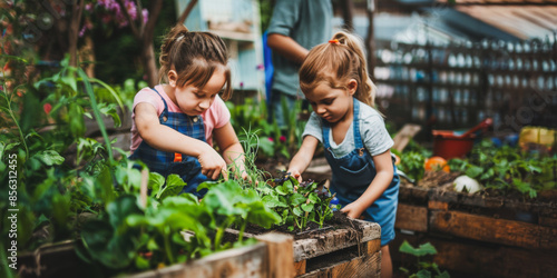 Wallpaper Mural Young girls tend to their school garden on a sunny day Torontodigital.ca