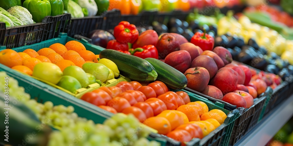 An abundance of fresh produce on a market stall, depicting the concept of healthy food choices An abundance of fresh produce on a market stall, depicting the concept of healthy food choices