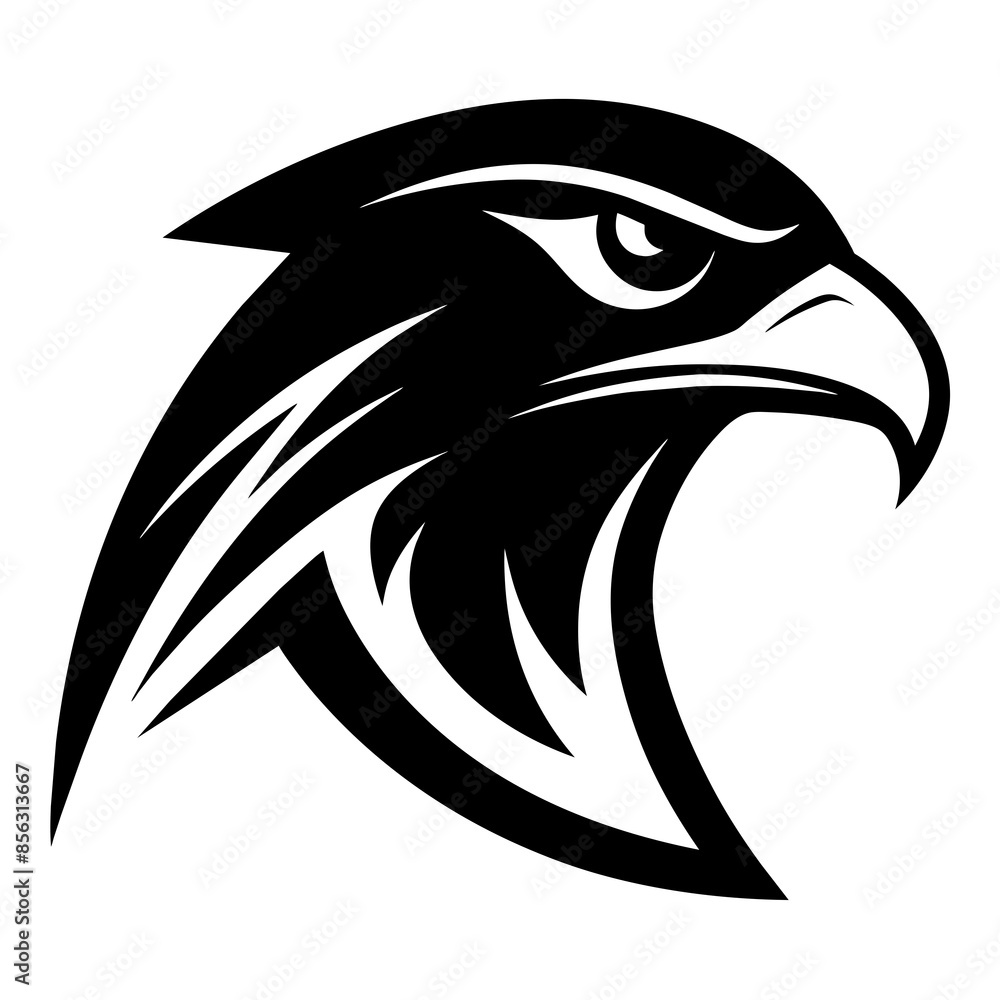 Fototapeta premium Professional Minimalist Vector Logo Sleek Black Falcon Head on White Background
