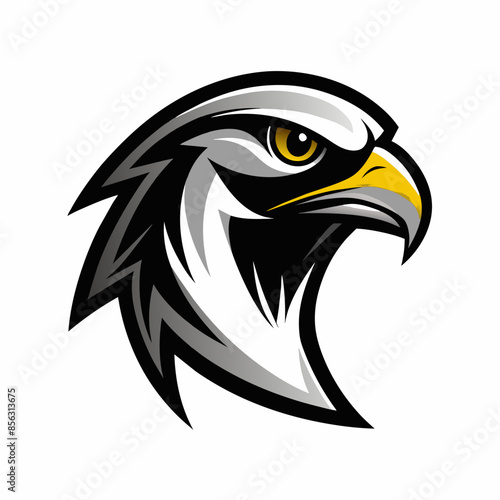 Professional Minimalist Vector Logo Sleek Black Falcon Head on White Background photo