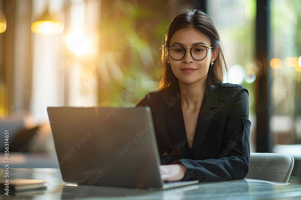 Woman scheduling a meeting online using her laptop computer. Woman scheduling a meeting online using her laptop computer.