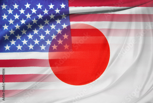 American and Japanese flags composite