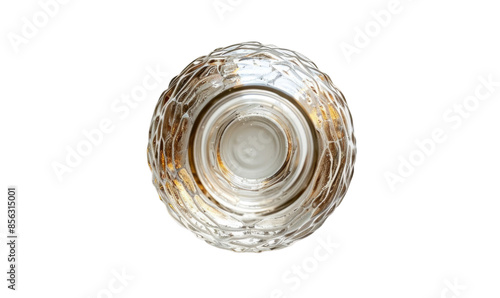 Overhead View of a Vintage Glass Jar with Textured Pattern for Decoration or Label Design
