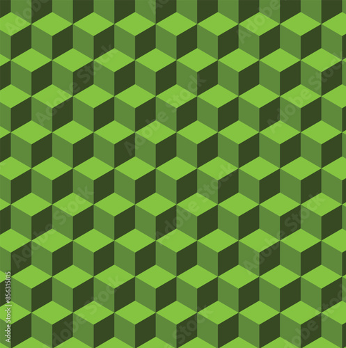 seamless pattern green 3d bricks