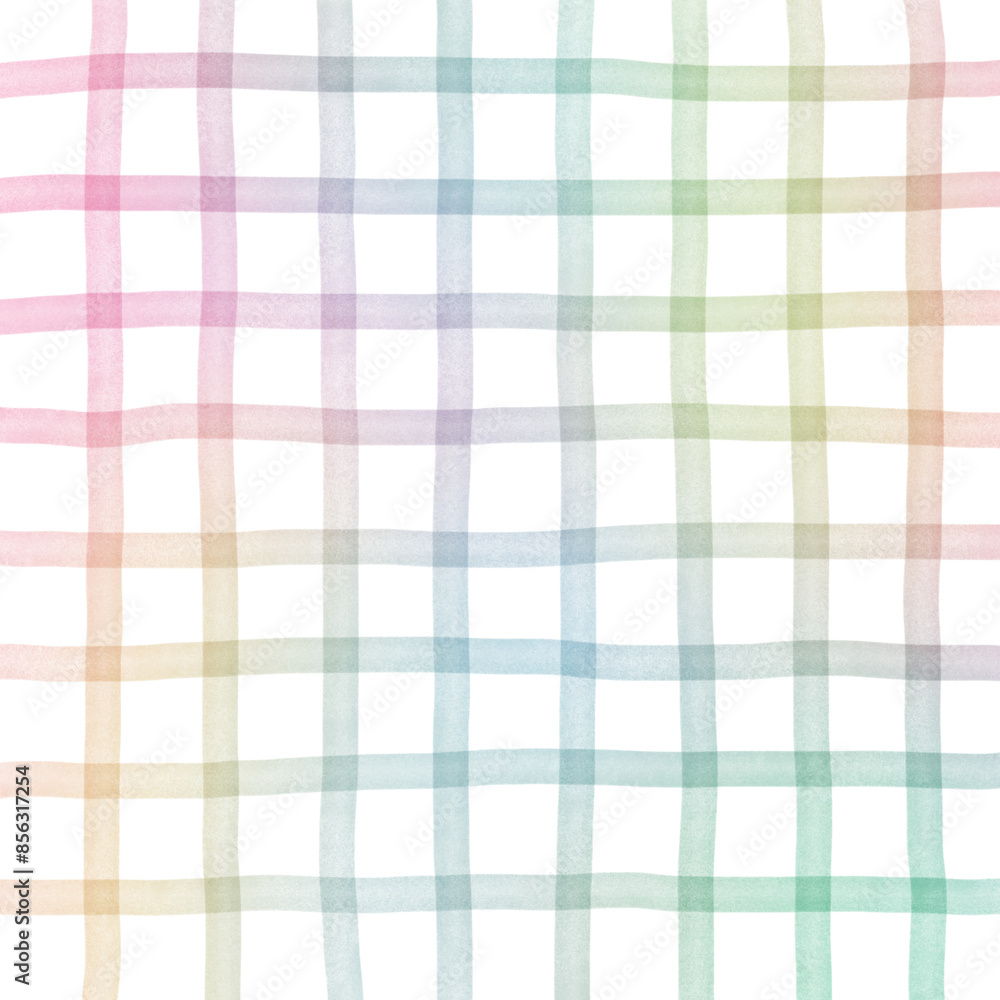 Rainbow Plaid Gingham Check Hand Drawn Background Overlay Rainbow Plaid Gingham Check Hand Drawn Background Overlay