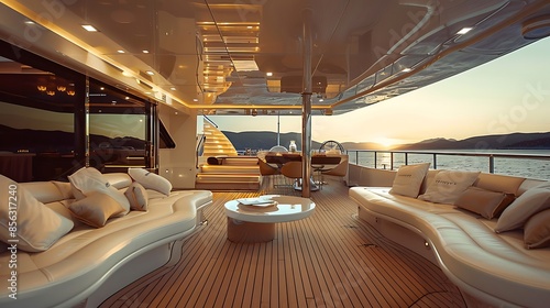 Luxurious Yacht Interior at Sunset