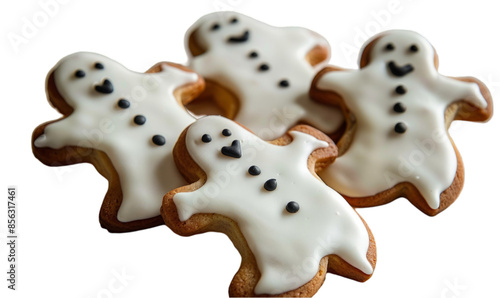 Festive Holiday Gingerbread Cookies with White Icing for Christmas Celebration photo