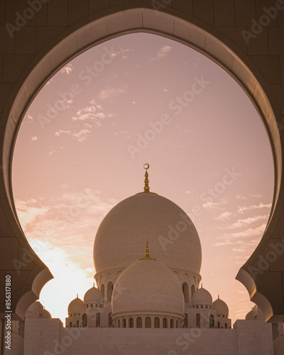 Interior of a Mosque in Abu Dhabi photo