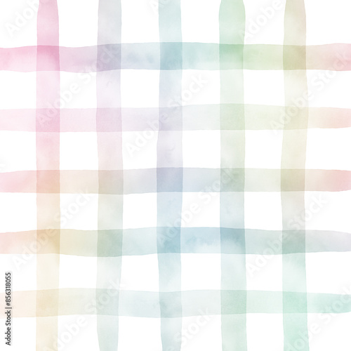 Rainbow Plaid Gingham Check Hand Drawn Background Overlay