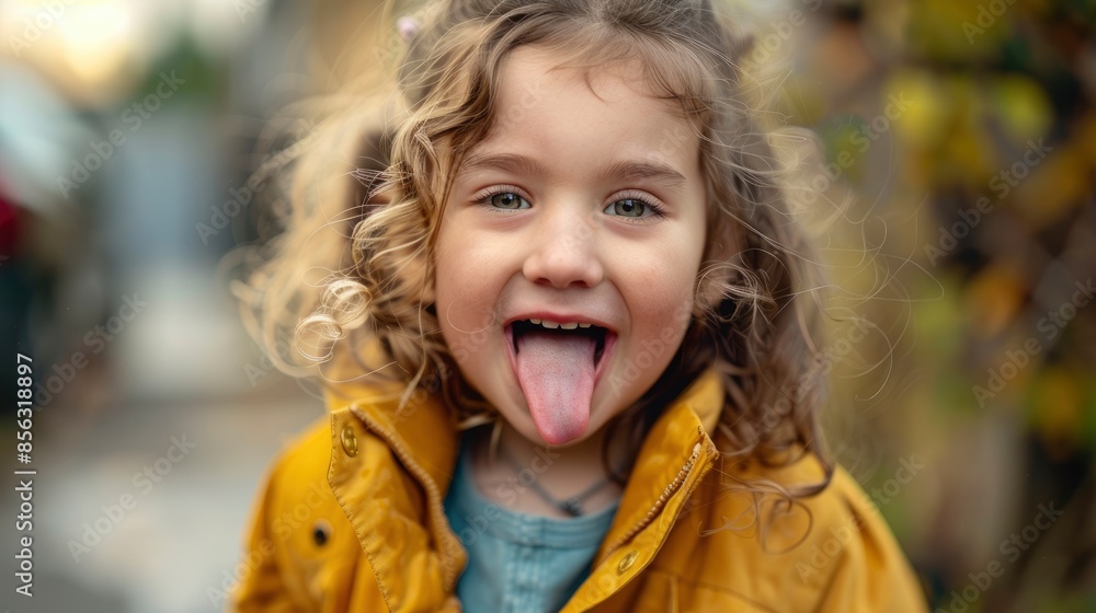 Little Girl Sticking Her Tongue Out Playfully, Filled With Mischief Little Girl Sticking Her Tongue Out Playfully, Filled With Mischief