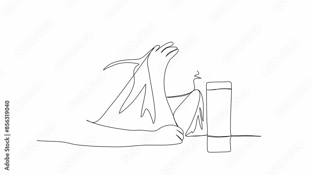 Drunk woman sitting at a table. One line drawing animation. Video clip with alpha channel. Drunk woman sitting at a table. One line drawing animation. Video clip with alpha channel.