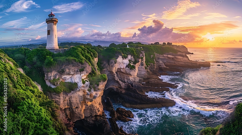 Biarritz lighthouse, Phare de Biarritz, Atlantic Ocean, France - Generative AI Biarritz lighthouse, Phare de Biarritz, Atlantic Ocean, France - Generative AI