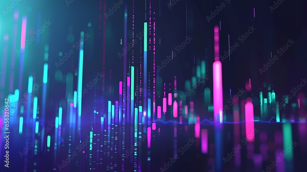 Abstract financial graph chart with up trend line candlestick chart in stock market Stock value trading tracking candlestick buy and sell concept.