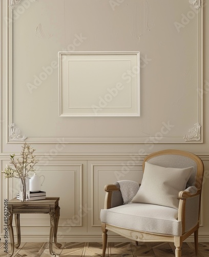 Landscape wooden frame mockup with copy space for artwork, photo or print presentation.