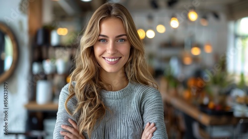 Businesswoman conducting interview in soft focus Generative AI