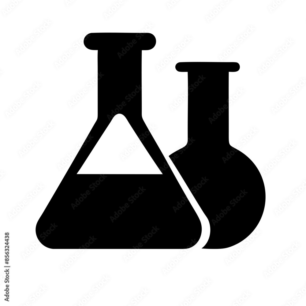 Black vector illustration of two beakers on a transparent background. Perfect for scientific and laboratory themes designs, experimentation visuals, and educational materials Black vector illustration of two beakers on a transparent background. Perfect for scientific and laboratory themes designs, experimentation visuals, and educational materials