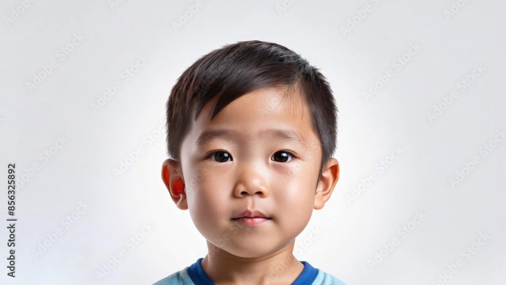 Close-up portrait of an oriental child on white isolated background Close-up portrait of an oriental child on white isolated background