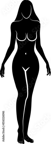 Silhouette of Naked Woman. Vector Illustration