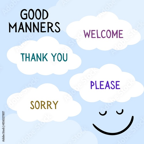 Принти на полотні good manners for children with sky clouds background