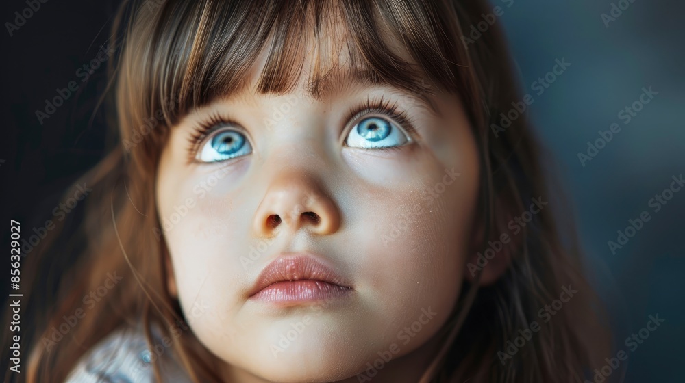 A Close-Up Portrait Of A Thoughtful Little Girl, Lost In Deep Contemplation A Close-Up Portrait Of A Thoughtful Little Girl, Lost In Deep Contemplation
