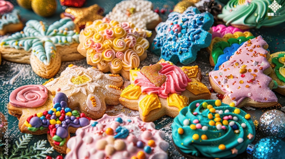 Christmas cookies made at home with colorful icing Christmas cookies made at home with colorful icing