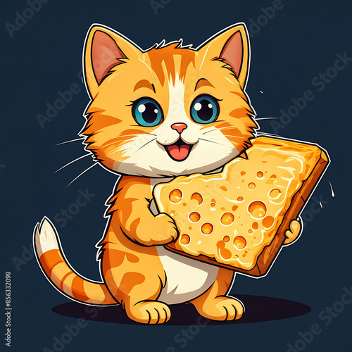 the pretty cat enjoy his cheese
