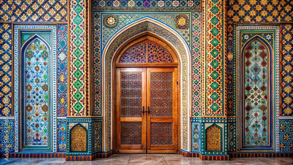 Intricate and beautiful patterned door of a mosque interior , Islamic, mosque, architecture, door, entrance, devotion