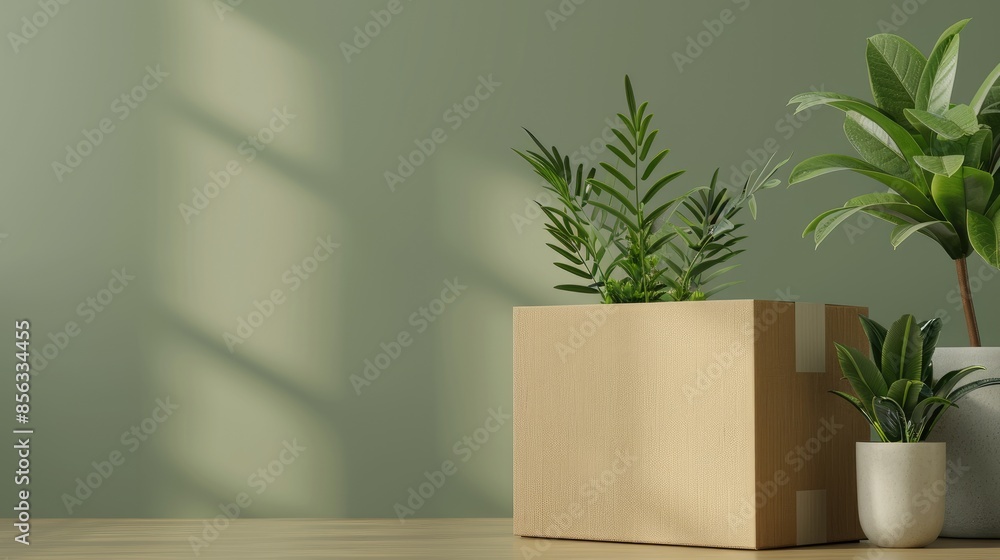 A green palm plant in a brown pot sits on a white table against a light green wall, with sunlight casting shadows on the wall A green palm plant in a brown pot sits on a white table against a light green wall, with sunlight casting shadows on the wall