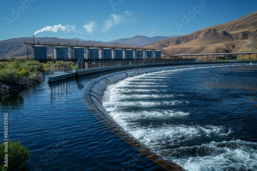 Wallpaper Mural Large-scale outdoor water treatment facility, showcasing advanced technology for clean water purification and environmental sustainability, Generative AI Torontodigital.ca