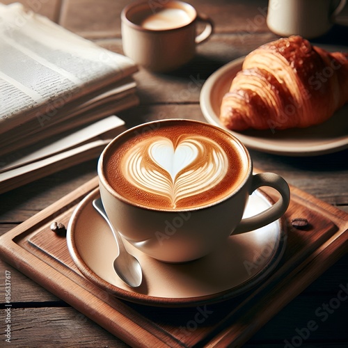 cup of coffee and croissant