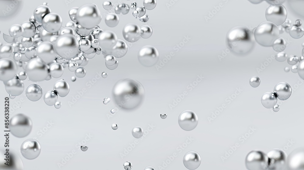 A digital rendering of many metallic silver spheres floating in front of a white background SEAMLESS PATTERN A digital rendering of many metallic silver spheres floating in front of a white background SEAMLESS PATTERN