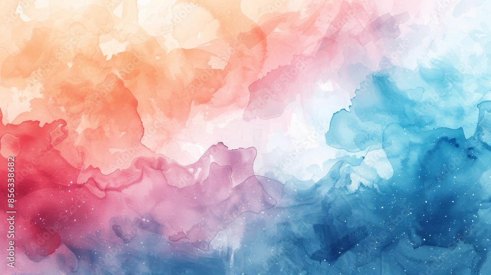 The image is a watercolor painting of a sunset over the ocean The image is a watercolor painting of a sunset over the ocean