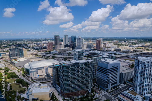 Beautiful aerial view of the Tampa bay City, it's Skyscrapers and Ybor city photo