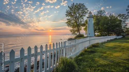 Sunset at Marblehead Lighthouse, Michigan photo