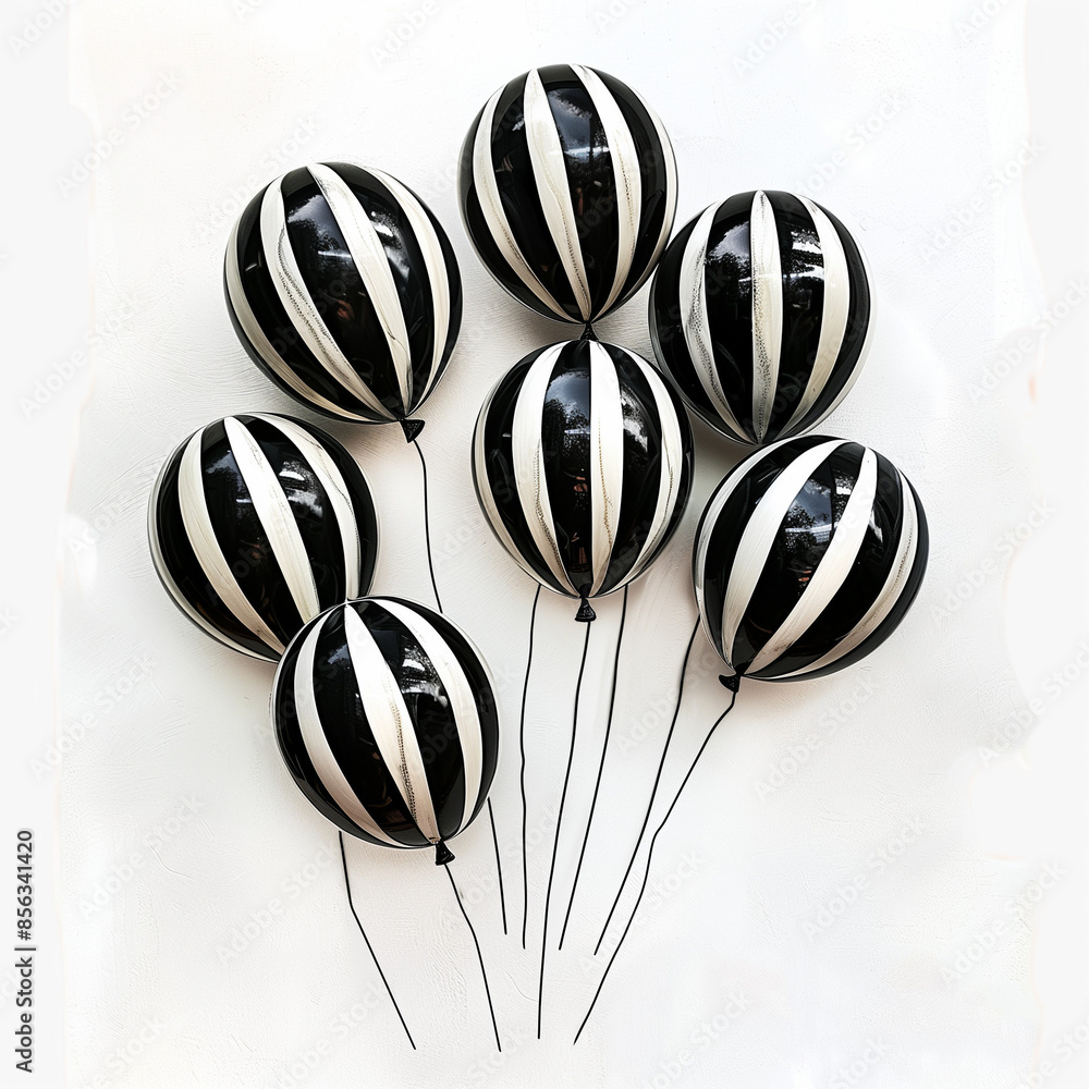 Obraz premium Balloons with black stripes on a white background 