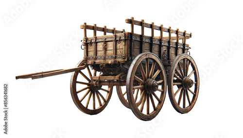 Old vintage horse cart  isolated on transparent or white background