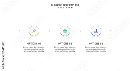 Horizontal progress bar featuring 3 arrow-shaped elements, symbolizing three six stages of business strategy and progression. Clean timeline infographic design template. Vector for presentation