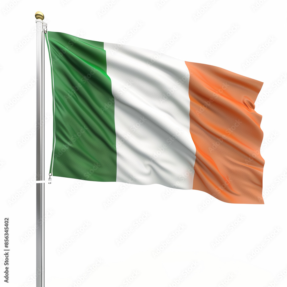 ireland flag waving on the wind isolated os white background olympic games ireland flag waving on the wind isolated os white background olympic games