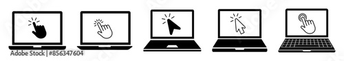 Laptop with click icon. Vector