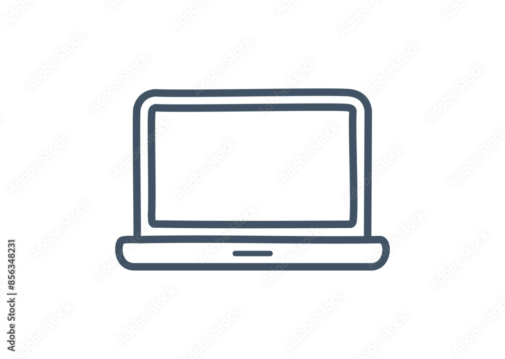 Black and white laptop icon isolated. Notebook screen template symbol. Computer display on white background. Black and white laptop icon isolated. Notebook screen template symbol. Computer display on white background.