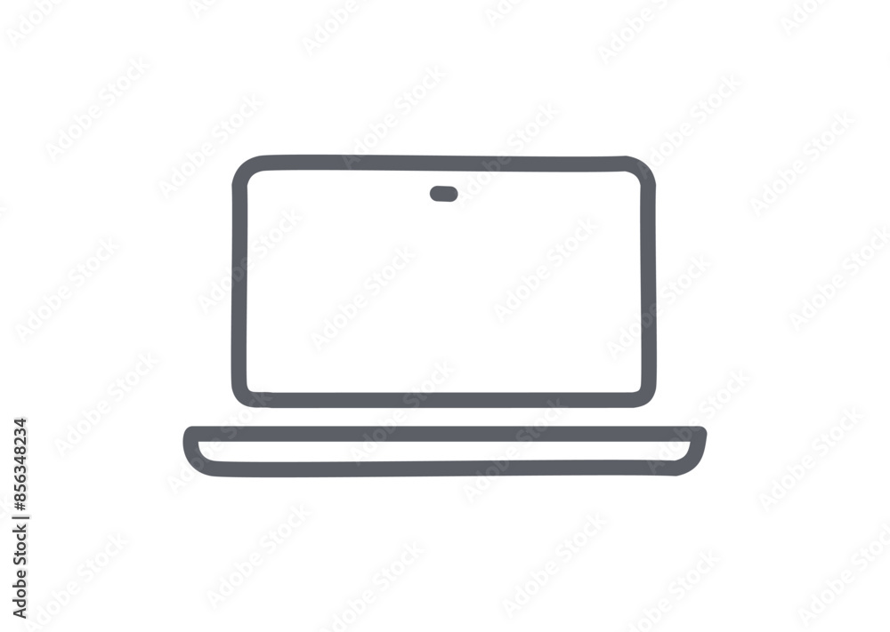 Black and white laptop icon isolated. Notebook screen template symbol. Computer display on white background. Black and white laptop icon isolated. Notebook screen template symbol. Computer display on white background.